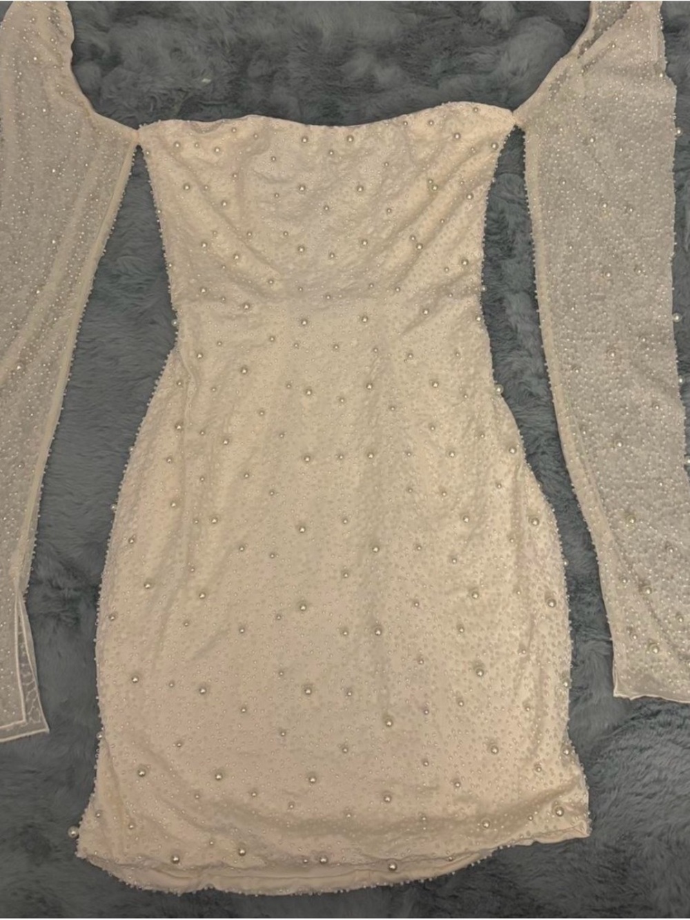 Oh Polly White Pearl-Detail Square-Neck Corset Mini Dress - Picture 3 of 4